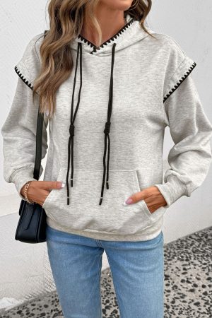 Contrast Color Casual Fake Two-piece Hooded Top