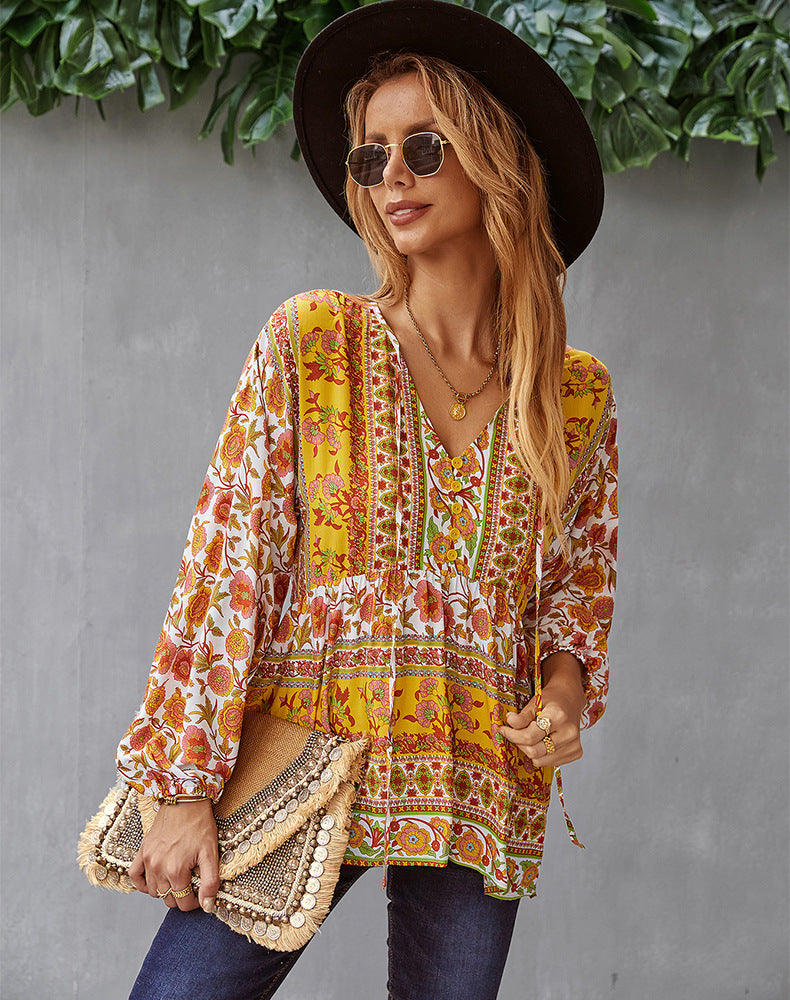 Bohemian Casual Long Sleeve Printed Shirt - Image 2