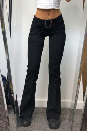 Retro High Waist Button Slim Casual Pant