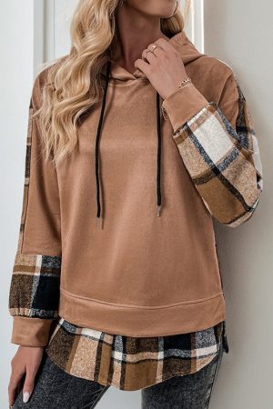 Retro Long Sleeve Plaid Stitching Fake Two Pieces Dress