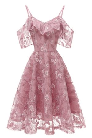 Lace suspender lace sleeve dress