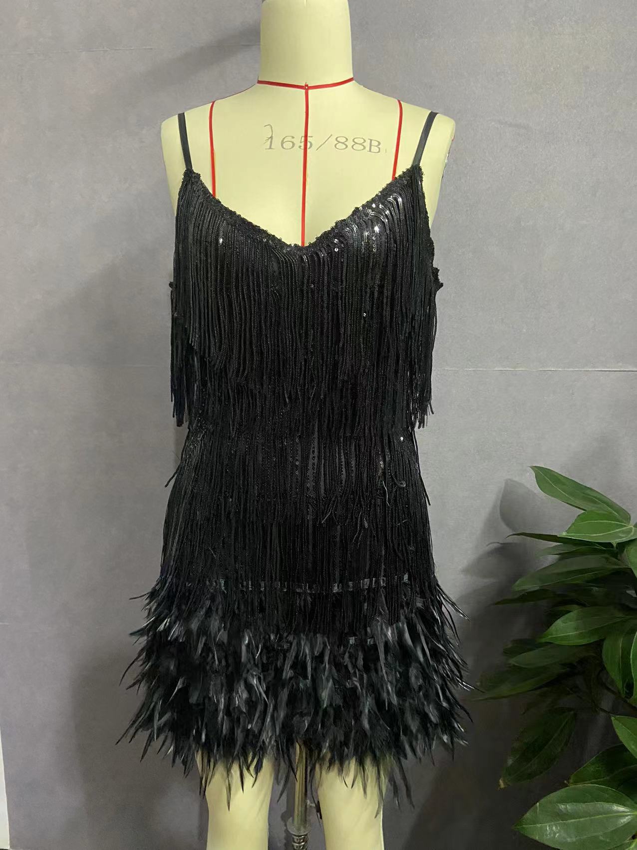 Sequin Feather Stitching Dress - Image 8
