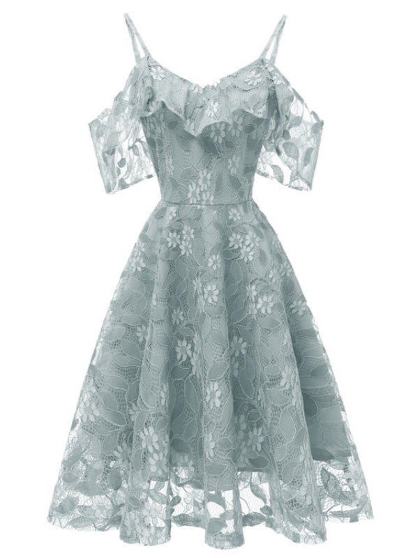 Lace suspender lace sleeve dress - Image 4