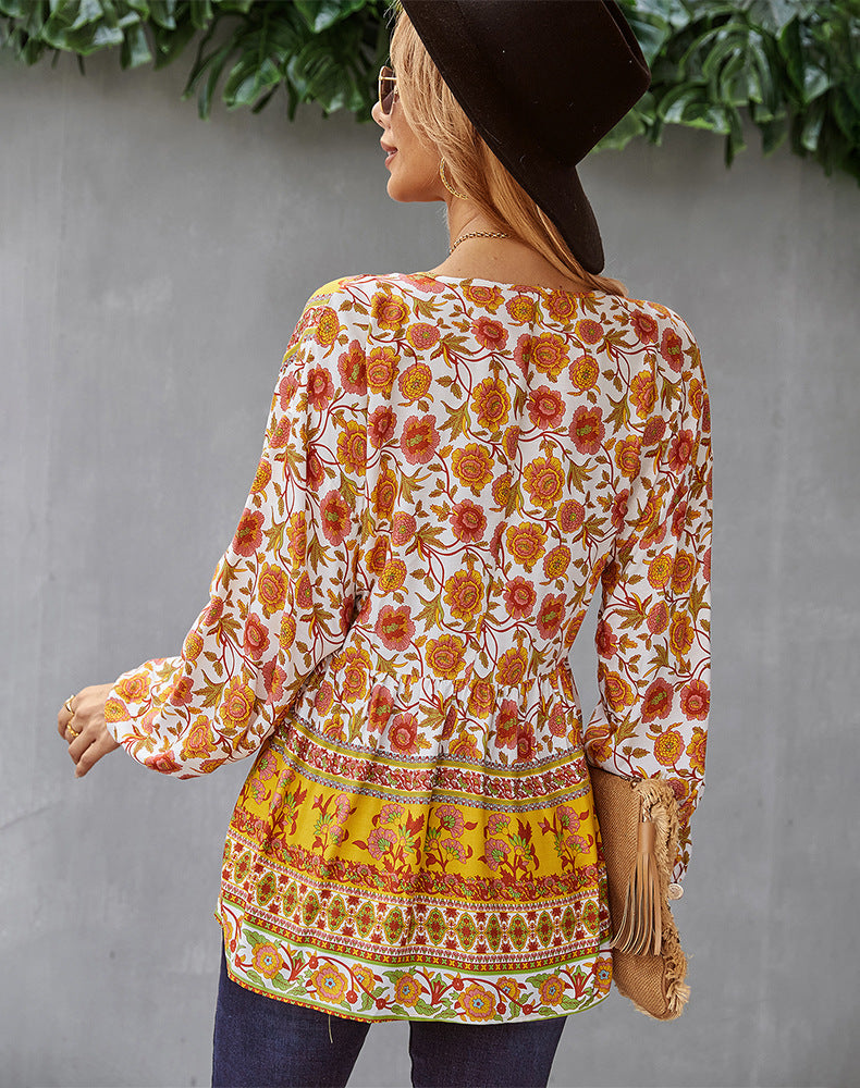 Bohemian Casual Long Sleeve Printed Shirt - Image 3