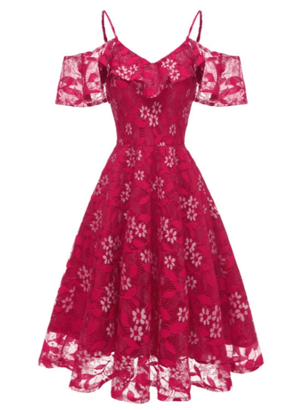 Lace suspender lace sleeve dress - Image 5