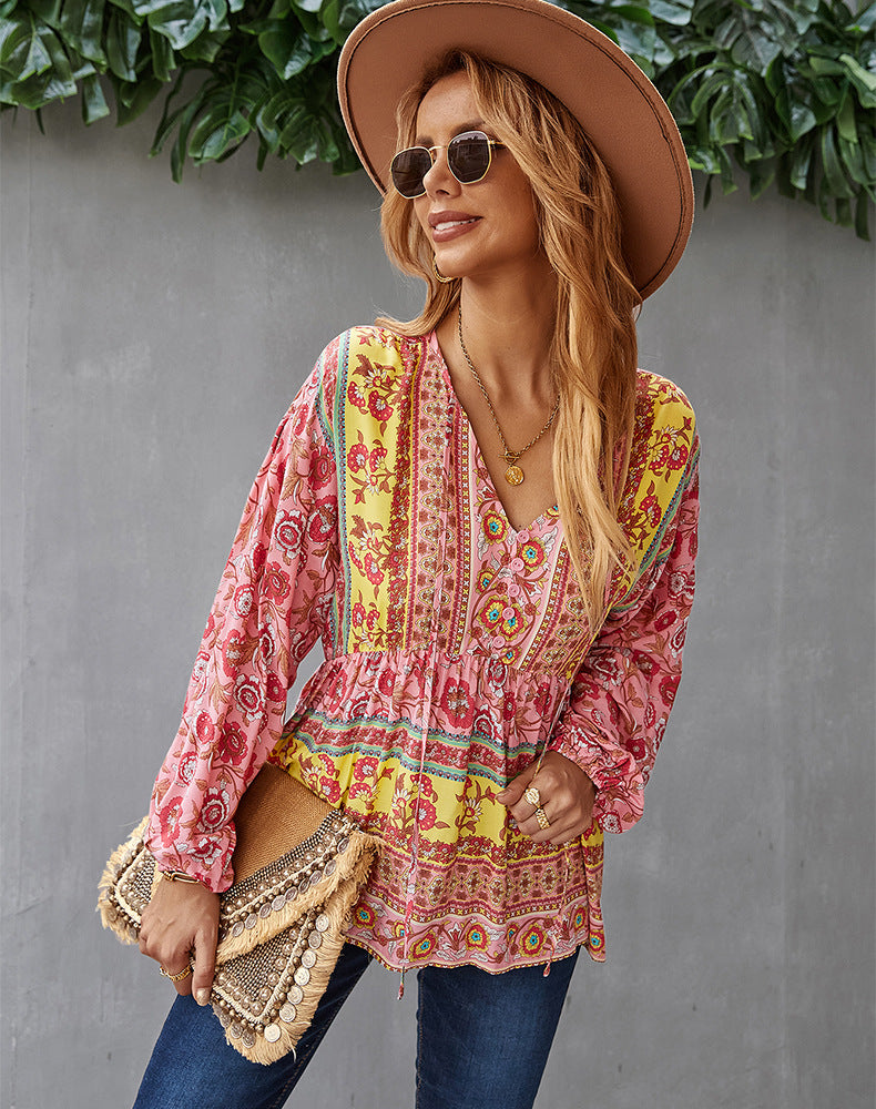 Bohemian Casual Long Sleeve Printed Shirt - Image 4