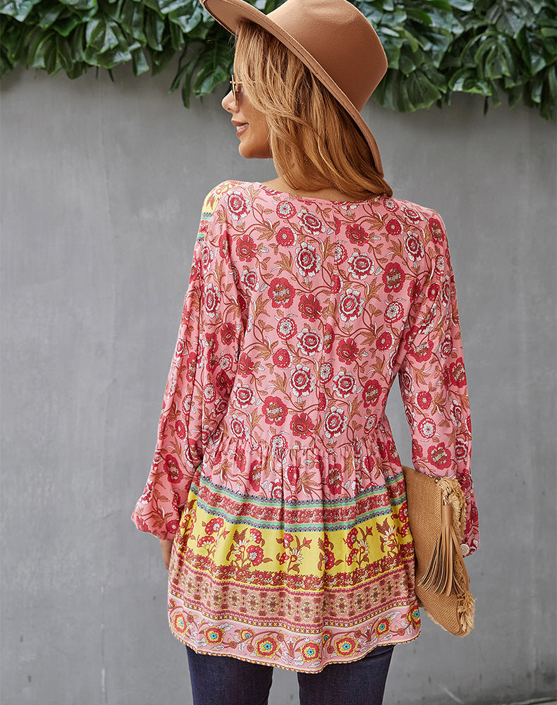 Bohemian Casual Long Sleeve Printed Shirt - Image 6