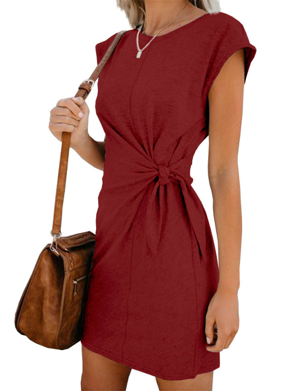 Popular Pure Color Tie-in Waist Pregnant Women's Dress - Image 6