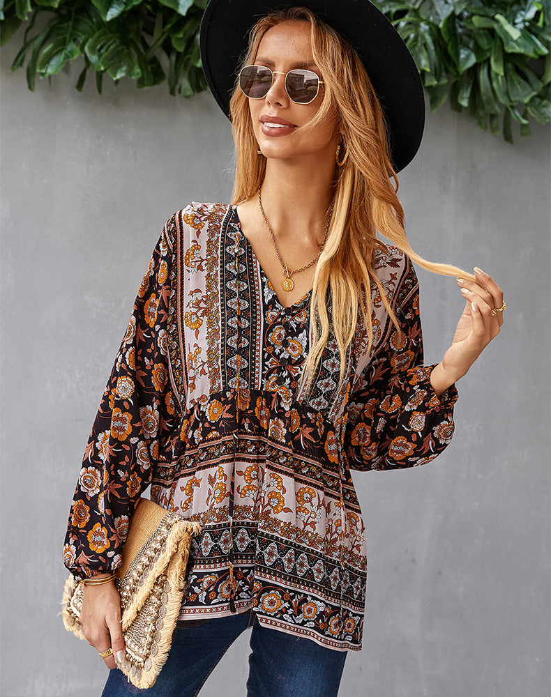 Bohemian Casual Long Sleeve Printed Shirt - Image 7