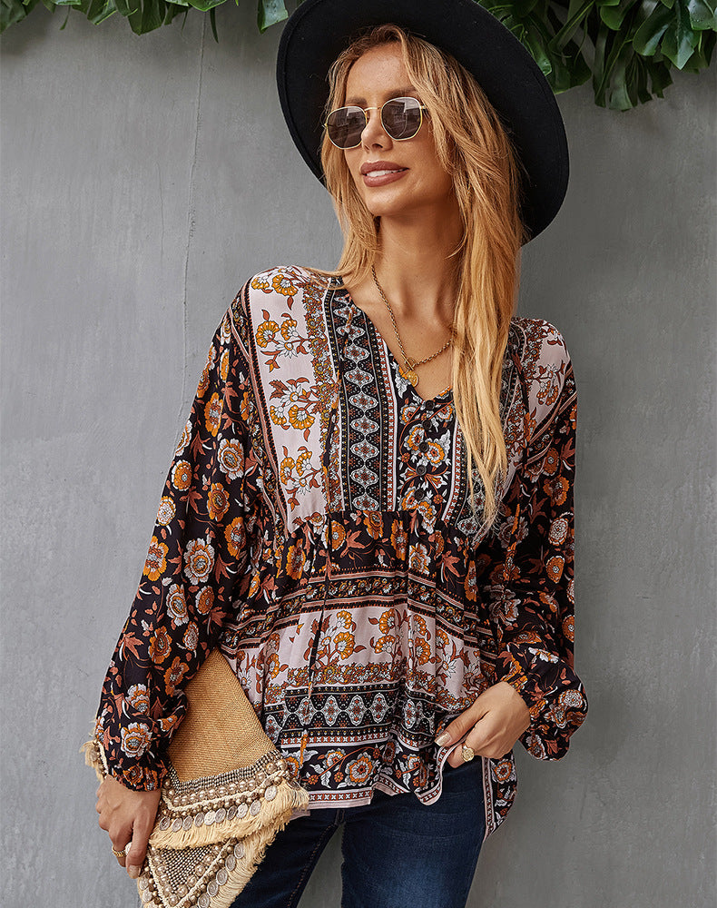 Bohemian Casual Long Sleeve Printed Shirt - Image 8
